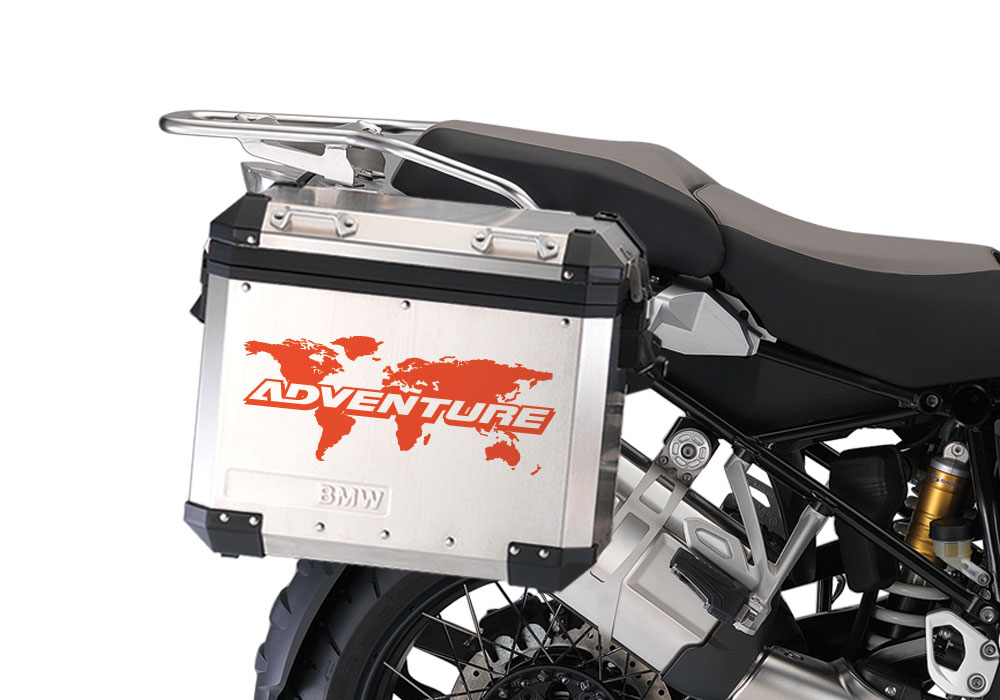 BMW Aluminum Side Panniers The Globe Orange Reflective Stickers - Image 2