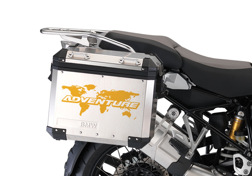 BMW Aluminum Side Panniers The Globe Yellow Reflective Stickers - Image 2