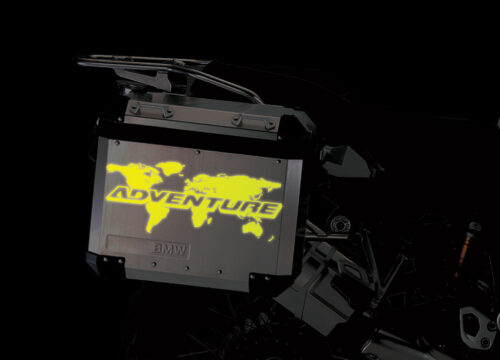 BMW Aluminum Side Panniers The Globe Yellow Reflective Stickers