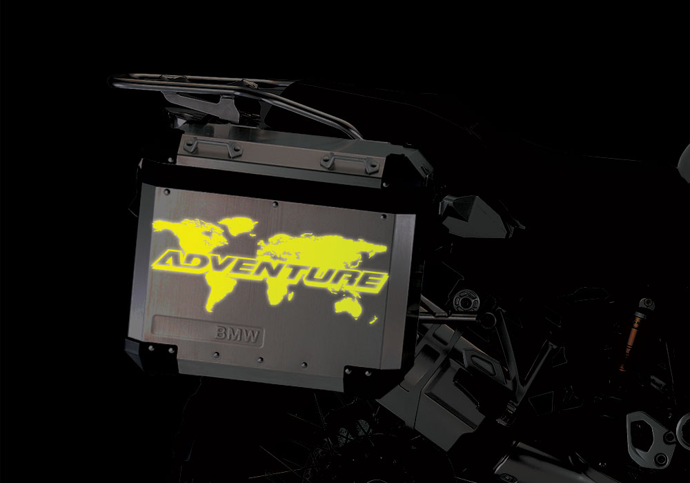 BMW Aluminum Side Panniers The Globe Yellow Reflective Stickers
