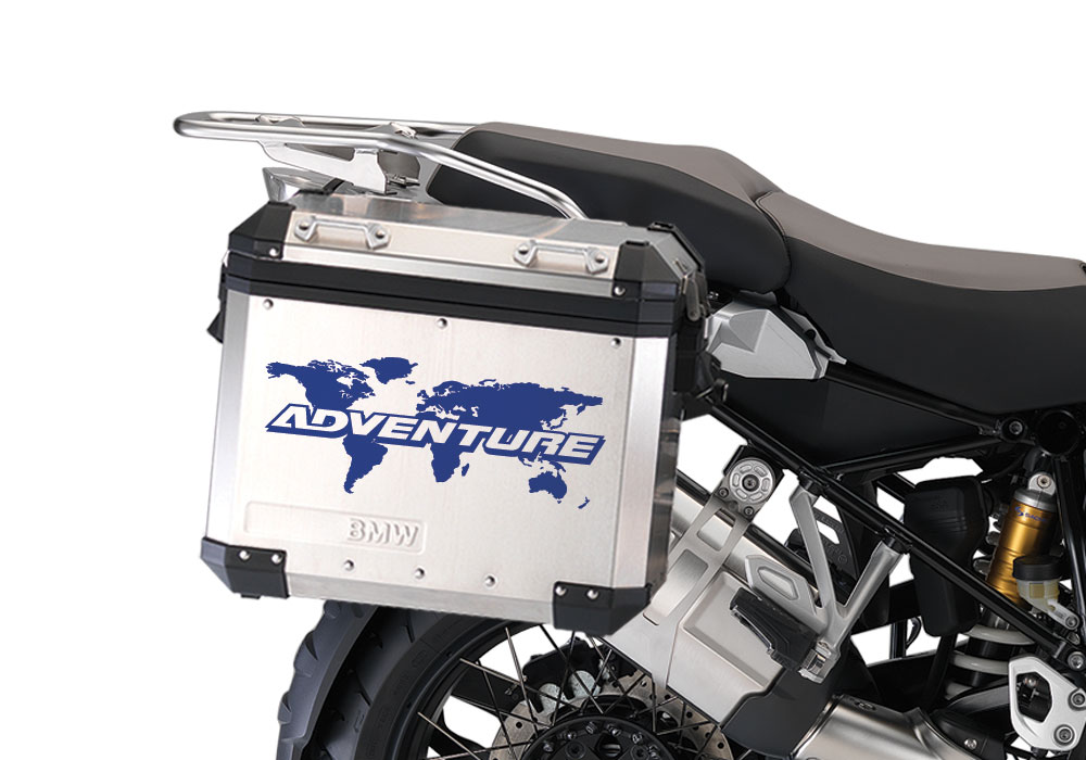 BMW Aluminum Side Panniers The Globe Blue Reflective Stickers - Image 2