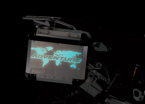 BMW Aluminum Side Panniers The Globe Blue Reflective Stickers