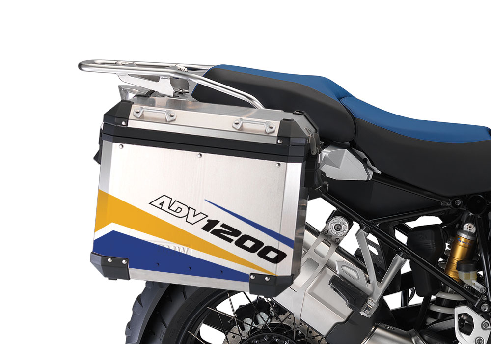 BMW Aluminum Side Panniers Vivo Blue & Yellow Reflective Film - Image 2