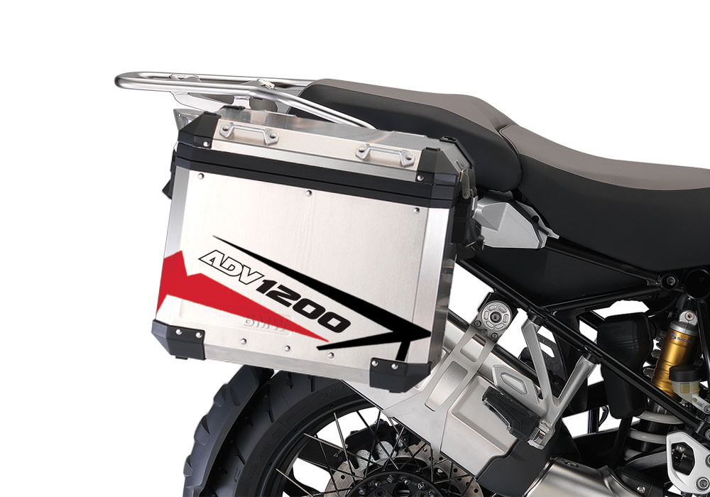 BMW Aluminum Side Panniers Spike Black & Red Reflective Film - Image 2
