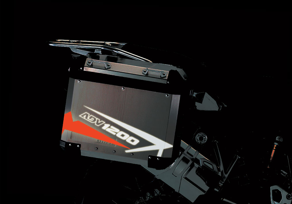 BMW Aluminum Side Panniers Spike Black & Red Reflective Film