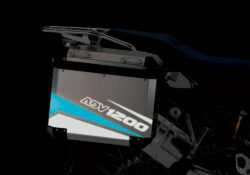 BMW Aluminum Side Panniers Vivo Black &  Blue Reflective Film