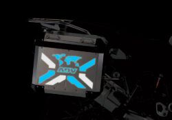 BMW Aluminum Side Panniers The Globe X-Type Black & Blue Reflective Film