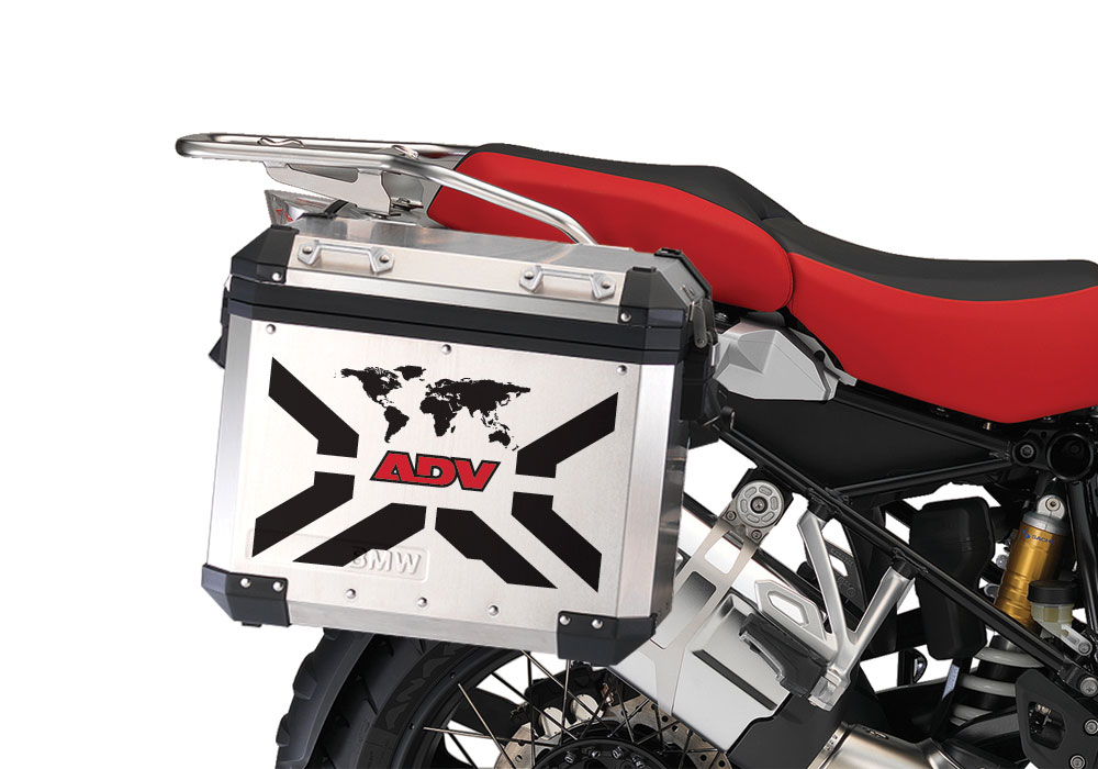 BMW Aluminum Side Panniers The Globe X-Type Black & Red Reflective Film