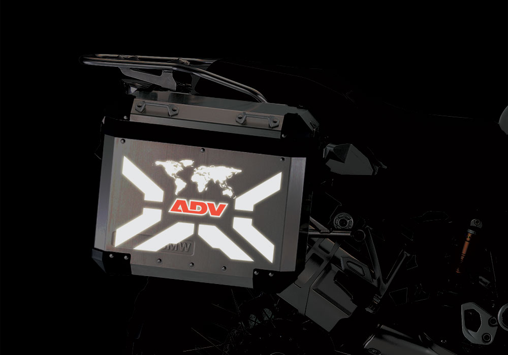 BMW Aluminum Side Panniers The Globe X-Type Black & Red Reflective Film - Image 2