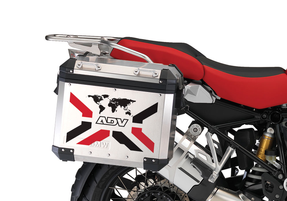 BMW Aluminum Side Panniers The Globe X-Type Red & Black Reflective Film - Image 2