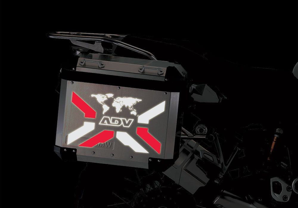 BMW Aluminum Side Panniers The Globe X-Type Red & Black Reflective Film