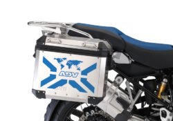 BMW Aluminum Side Panniers The Globe X-Type Blue Stickers Kit