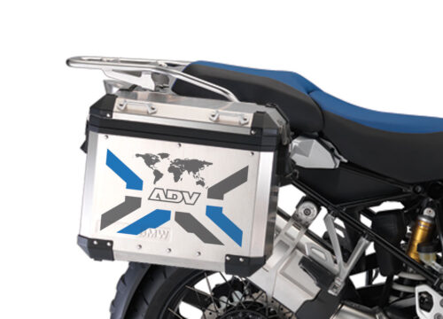 BMW Aluminum Side Panniers The Globe X-Type Blue & Grey Stickers Kit