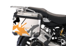 BMW Aluminum Side Panniers Safari Orange & Black Stickers Kit