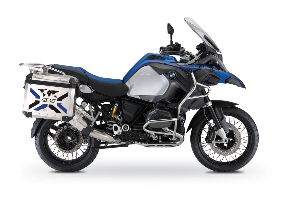 BMW Aluminum Side Panniers The Globe X-Type Black & Blue Reflective Film - Image 3