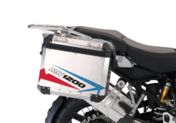 BMW Aluminum Side Panniers Spike Blue & Red Stickers Kit