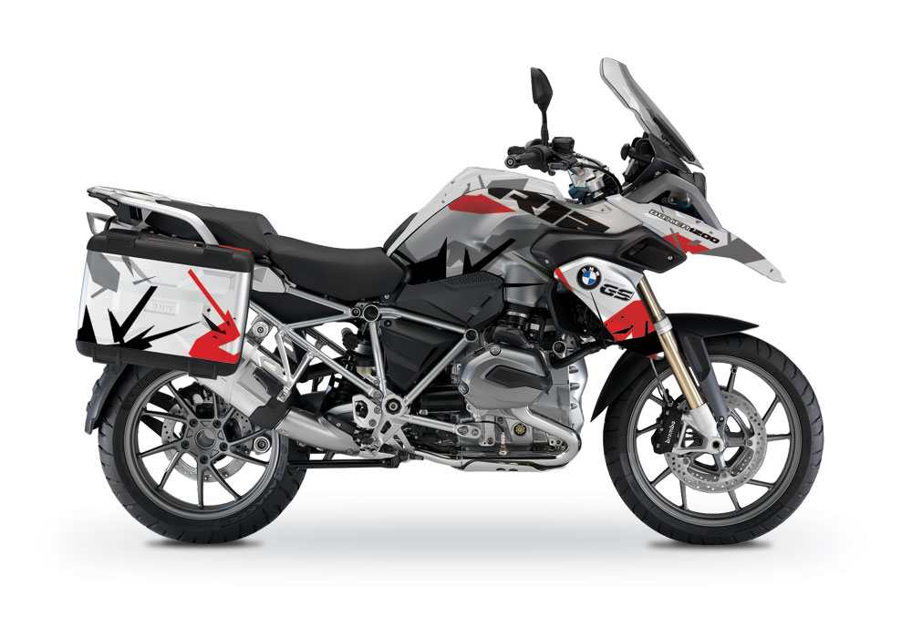 BMW Vario Side Panniers Safari Spike Stickers Kit Red & Black - Image 2