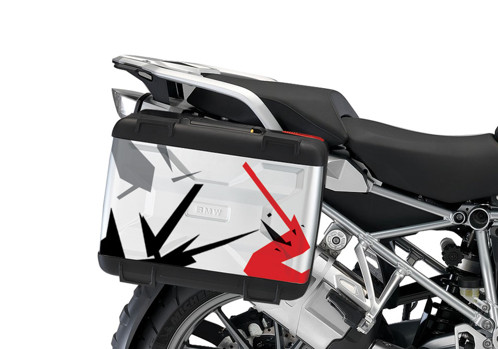 BMW Vario Side Panniers Safari Spike Stickers Kit Red & Black
