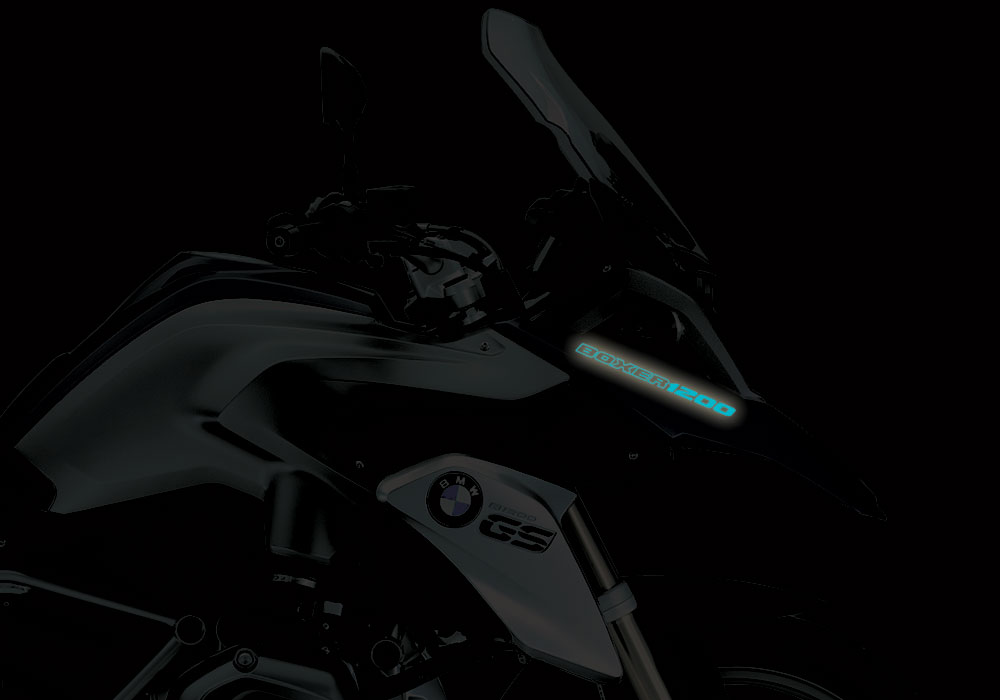 BMW R1200GS LC Frozen Dark Blue Matte BOXER1200 Reflective Stickers - Image 7