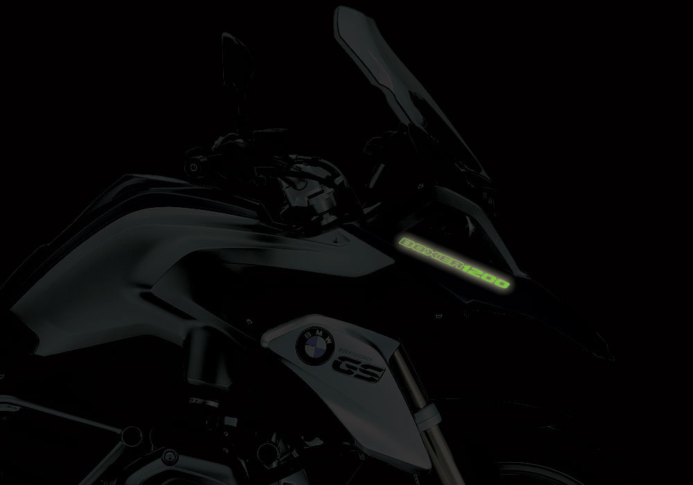 BMW R1200GS LC Frozen Dark Blue Matte BOXER1200 Reflective Stickers - Image 6