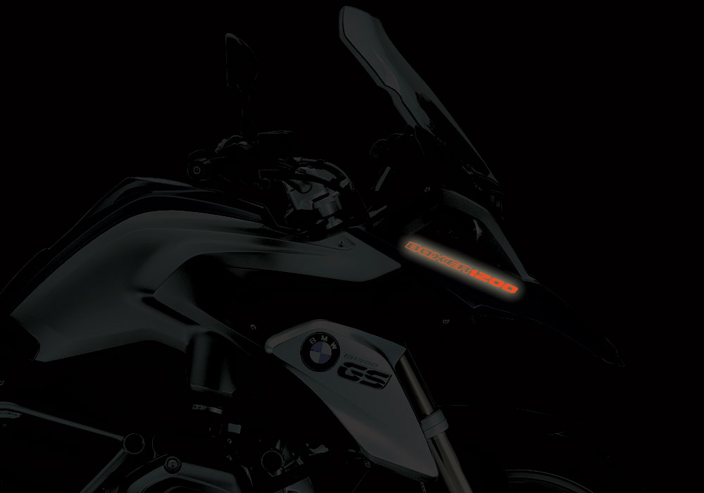 BMW R1200GS LC Frozen Dark Blue Matte BOXER1200 Reflective Stickers - Image 5