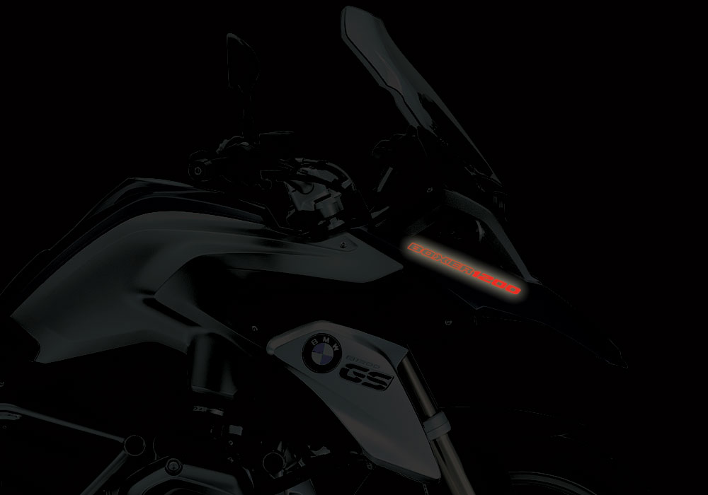 BMW R1200GS LC Frozen Dark Blue Matte BOXER1200 Reflective Stickers - Image 4