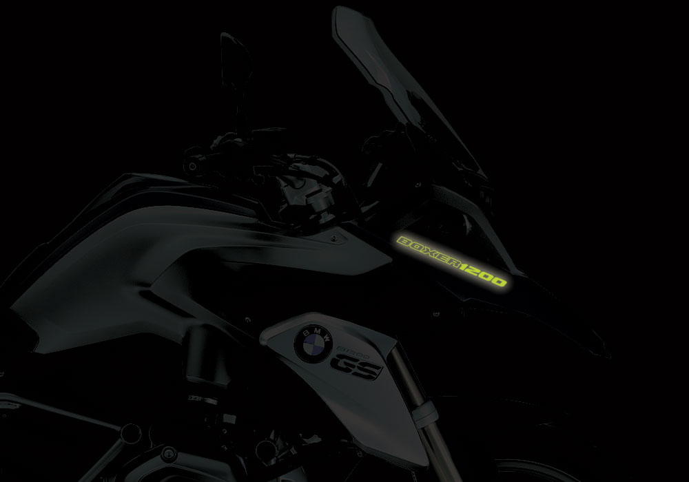 BMW R1200GS LC Frozen Dark Blue Matte BOXER1200 Reflective Stickers