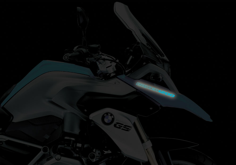 BMW R1200GS LC Fire Blue BOXER1200 Reflective Stickers - Image 7