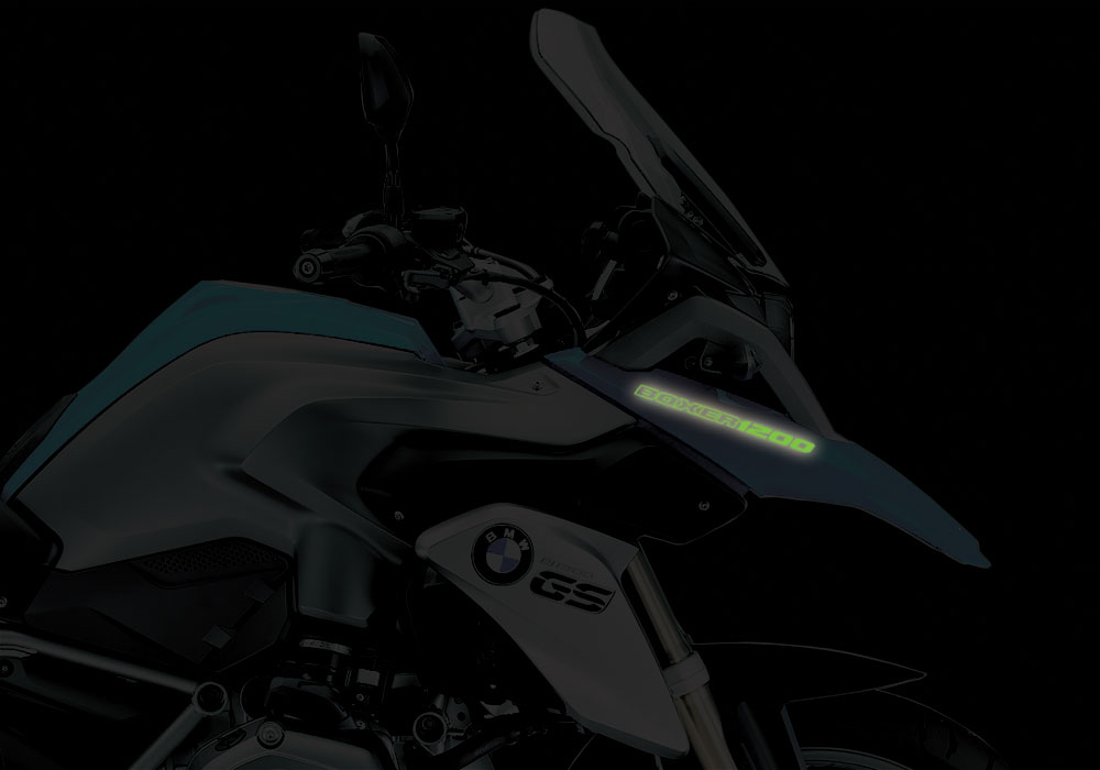 BMW R1200GS LC Fire Blue BOXER1200 Reflective Stickers - Image 6