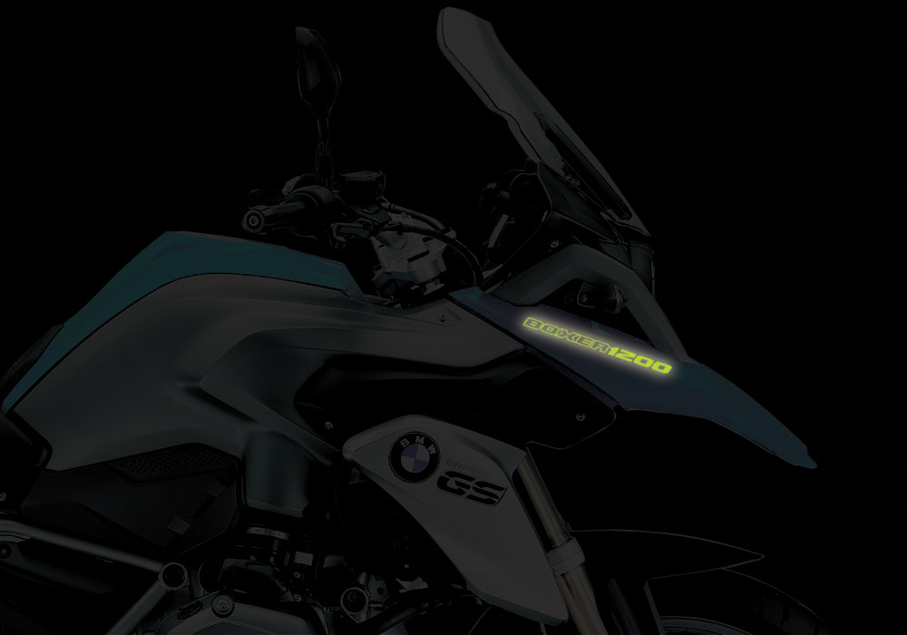 BMW R1200GS LC Fire Blue BOXER1200 Reflective Stickers - Image 2