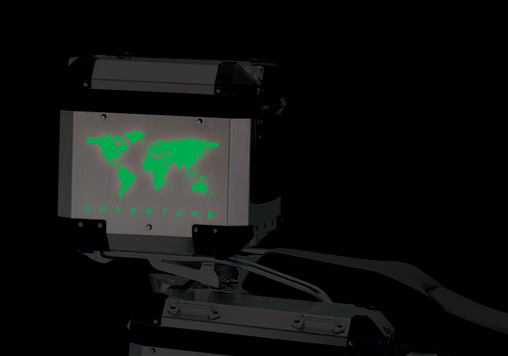 BMW Aluminum Top Box The Globe Green Reflective stickers