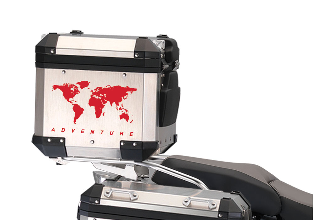 BMW Aluminum Top Box The Globe Red Reflective stickers - Image 2