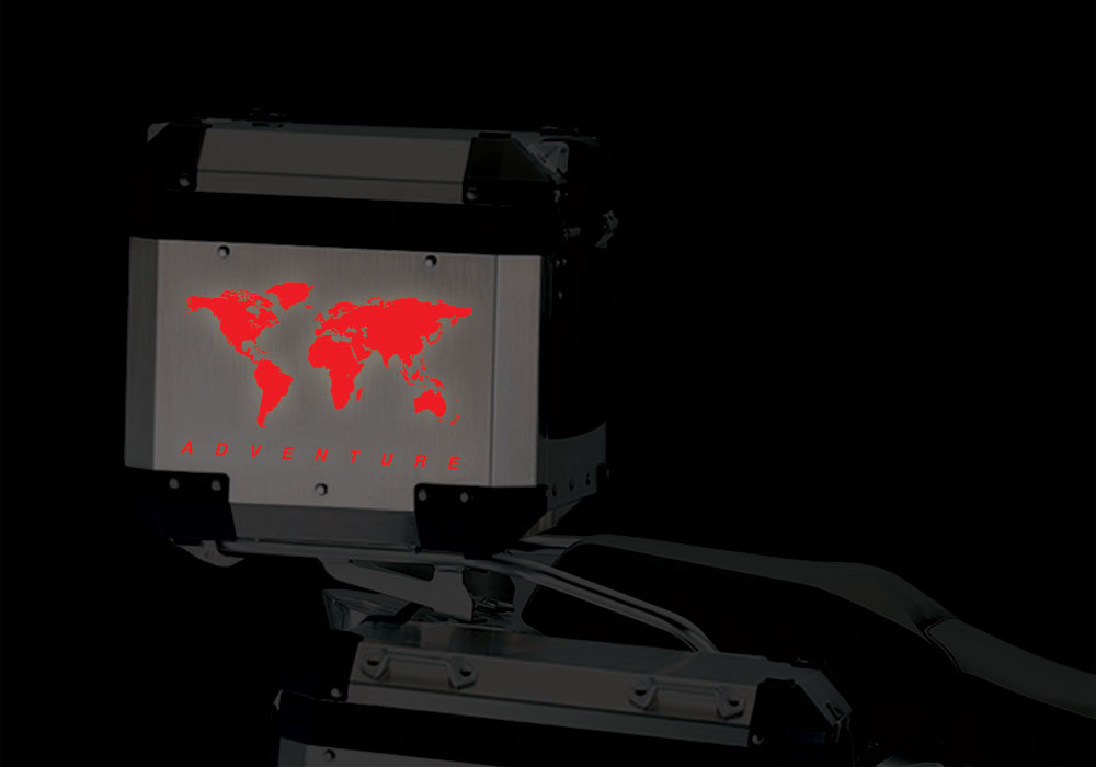 BMW Aluminum Top Box The Globe Red Reflective stickers