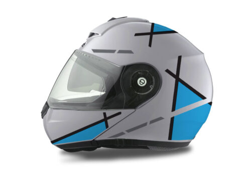 Schuberth C3 Pro Helmet (Silver) Vector Series Black & Light Blue