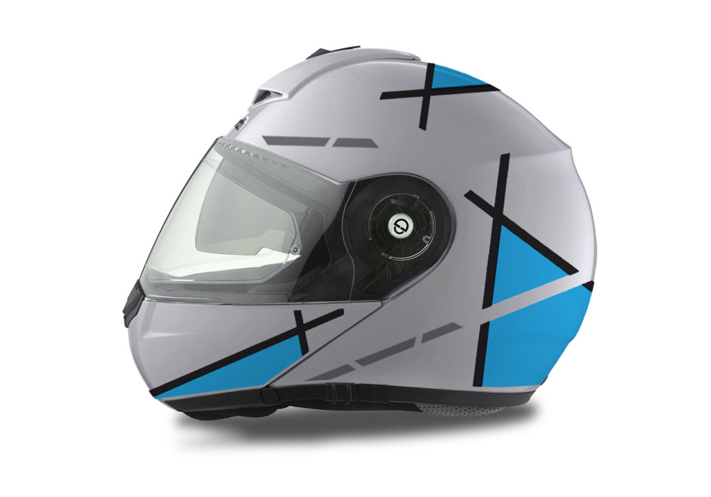 Schuberth C3 Pro Helmet (Silver) Vector Series Black & Light Blue