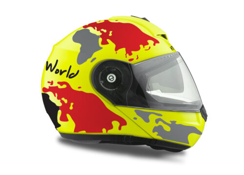 HEL 2100 Schuberth C3 Pro Yellow The World Black Red 02