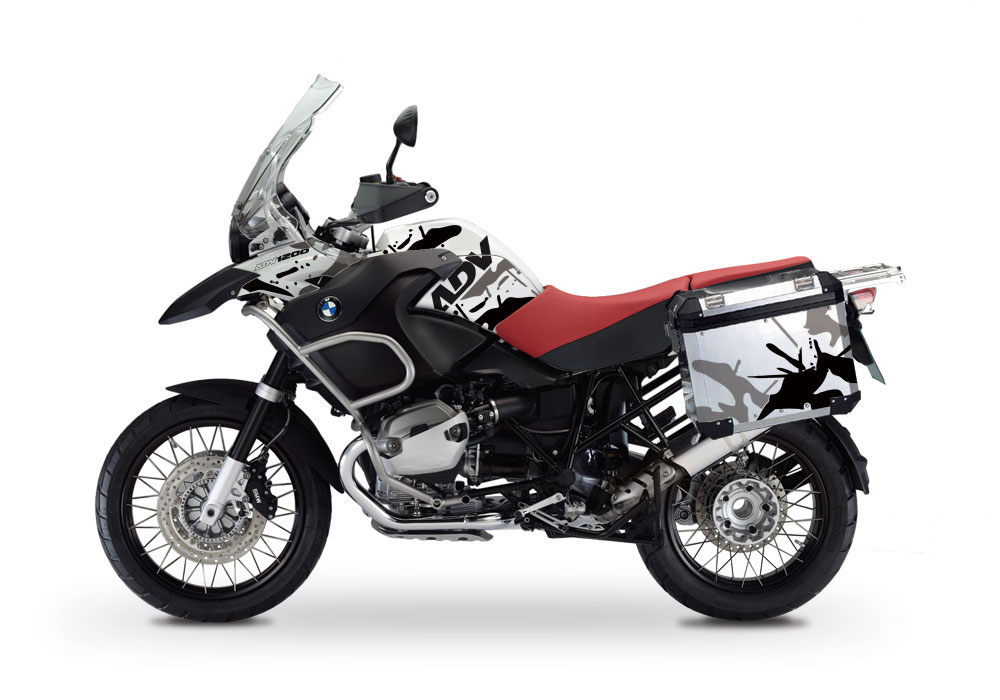 BMW Aluminum Side Panniers Safari Black & Silver Stickers Kit - Image 2