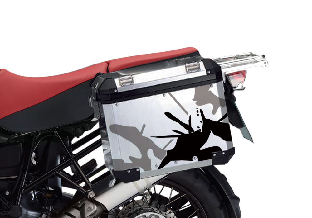 BMW Aluminum Side Panniers Safari Black & Silver Stickers Kit