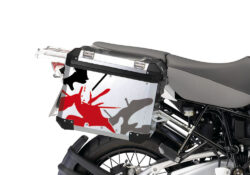 BMW Aluminum Side Panniers Safari Black & Red Stickers Kit