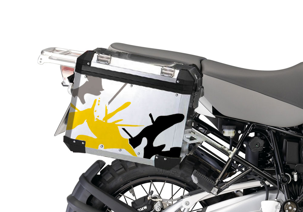 BMW Aluminum Side Panniers Safari Black & Yellow Stickers Kit