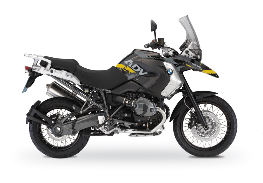 BMW R1200GS 2008-2012 Triple Black Safari Yellow/ Grey Stickers Kit