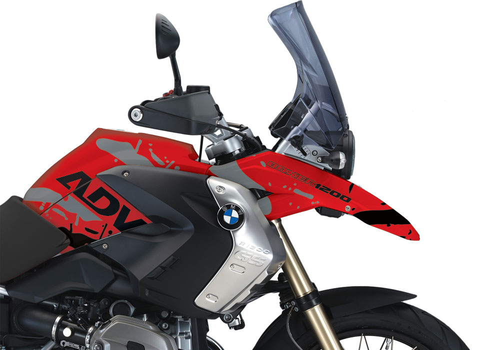 BMW R1200GS 2008-2012 Magna Red Safari Black/ Grey Stickers Kit - Image 2