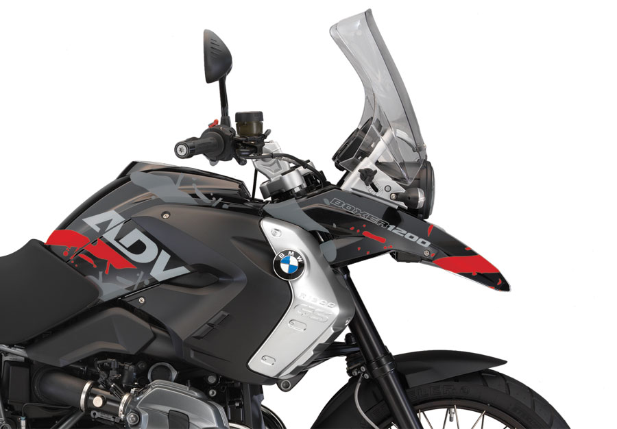BMW R1200GS 2008-2012 Triple Black Safari Red/ Grey Stickers Kit - Image 2
