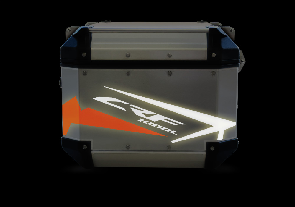 Givi Trekker Outback Top Box Spike Orange & Black Reflective Stickers Kit - Image 4