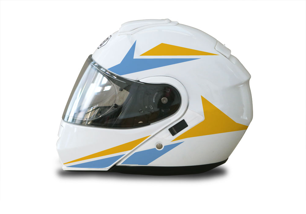 Shoei Neotec White Alive Series Yellow & Blue Stickers Kit - Image 2