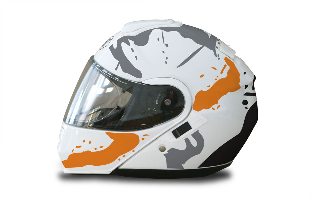 Shoei Neotec White Safari Series Orange & Grey Stickers Kit - Image 2
