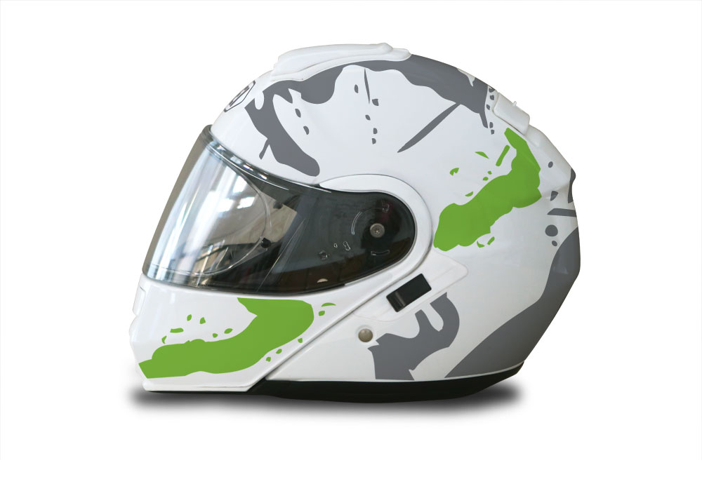 Shoei Neotec White Safari Series Toxic Green Stickers Kit - Image 2