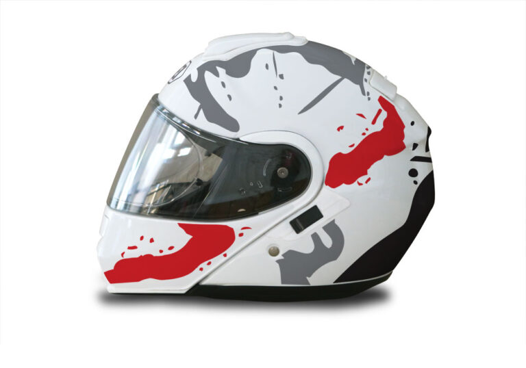 Shoei Neotec White Safari Series Grey & Red Stickers Kit Signature
