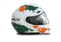 Shoei Neotec White The Globe Series Orange & Military Green Stickers Kit