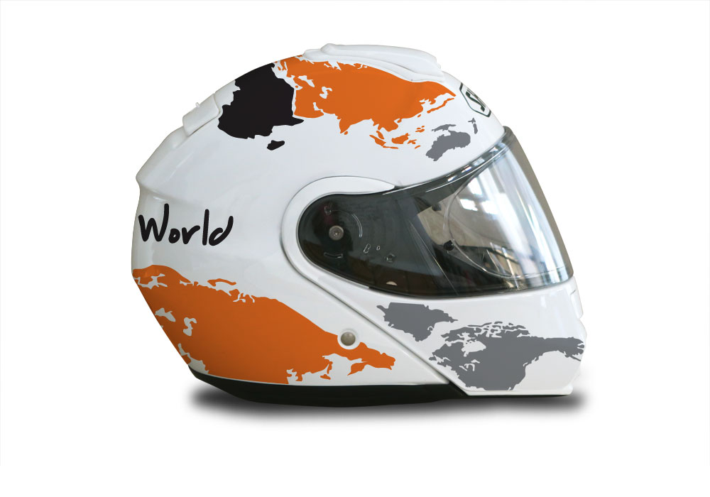 Shoei Neotec White The Globe Series Orange & Black Stickers Kit